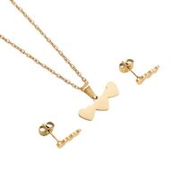 Fashion Stainless Steel Small Glossy Heart Necklace Earrings Set Wholesale Nihaojewelry main image 6