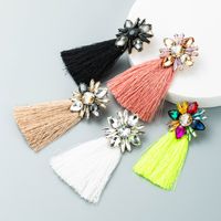 Bohemian Glass Flower Long Color Tassel Earrings Wholesale Nihaojewelry main image 1