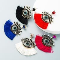 European And American Exaggerated Turkish Blue Eyes Tassel Earrings Fashionable Personalized Fan-shaped Devil Eyes Ins Earrings main image 1