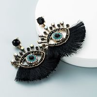 European And American Exaggerated Turkish Blue Eyes Tassel Earrings Fashionable Personalized Fan-shaped Devil Eyes Ins Earrings main image 3