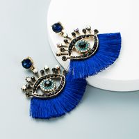 European And American Exaggerated Turkish Blue Eyes Tassel Earrings Fashionable Personalized Fan-shaped Devil Eyes Ins Earrings main image 4