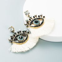 European And American Exaggerated Turkish Blue Eyes Tassel Earrings Fashionable Personalized Fan-shaped Devil Eyes Ins Earrings main image 5