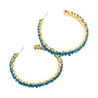 European And American Style Exaggerated Creative Alloy C- Shaped Large Hoop Earrings Female Ins Fashion Fashionmonger Color Diamond Earrings main image 6
