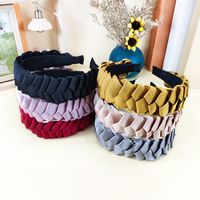 Korean Style Dough-twist Style Plaits Headband Fabric Candy Color Pressure Non-slip Headband Wide Edge Sweet All-matching Pure Color All-matching Hair Accessories main image 1