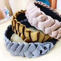 Korean Style Dough-twist Style Plaits Headband Fabric Candy Color Pressure Non-slip Headband Wide Edge Sweet All-matching Pure Color All-matching Hair Accessories main image 4