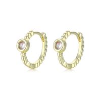 Boucles D&#39;oreilles Rondes En Cuivre Avec Un Seul Zircon Micro-incrusté En Gros Nihaojewelry main image 2