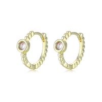 Round Micro-inlaid Single Zircon Copper Earrings Wholesale Nihaojewelry main image 2