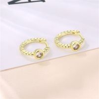 Boucles D&#39;oreilles Rondes En Cuivre Avec Un Seul Zircon Micro-incrusté En Gros Nihaojewelry main image 3