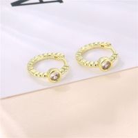 Round Micro-inlaid Single Zircon Copper Earrings Wholesale Nihaojewelry main image 3