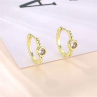 Round Micro-inlaid Single Zircon Copper Earrings Wholesale Nihaojewelry main image 4