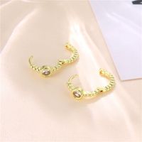 Round Micro-inlaid Single Zircon Copper Earrings Wholesale Nihaojewelry main image 6