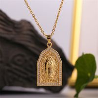 European And American Trend Copper Inlaid Zirconium Virgin Mary Necklace Female Creative Unique And Exquisite Real Gold Plating Religion Pendant main image 1