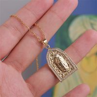 European And American Trend Copper Inlaid Zirconium Virgin Mary Necklace Female Creative Unique And Exquisite Real Gold Plating Religion Pendant main image 3