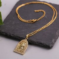 European And American Trend Copper Inlaid Zirconium Virgin Mary Necklace Female Creative Unique And Exquisite Real Gold Plating Religion Pendant main image 4