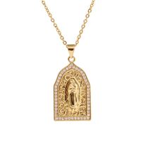 European And American Trend Copper Inlaid Zirconium Virgin Mary Necklace Female Creative Unique And Exquisite Real Gold Plating Religion Pendant main image 6