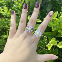 Europe And America Cross Border New Color Zircon Sunflower Ring Female Fashion Personality Ins 18k Gold Bracelet R40 main image 1