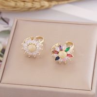 Europe And America Cross Border New Color Zircon Sunflower Ring Female Fashion Personality Ins 18k Gold Bracelet R40 main image 3
