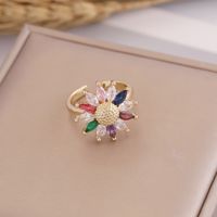 Europe And America Cross Border New Color Zircon Sunflower Ring Female Fashion Personality Ins 18k Gold Bracelet R40 main image 5
