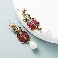 Retro Acrylic Imitation Pearl Insect Earrings Wholesale Nihaojewelry sku image 1