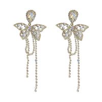 925 Silver Needle Micro Inlay Rhinestones Pearl Water Drop Butterfly Tassel Eardrops European And American Ins Fashion Personalized And Temperamental Earrings Women main image 6