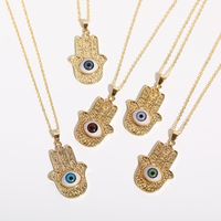 Devil Eye Palm Pendant Copper Gold Plated Necklace Wholesale Nihaojewelry main image 1