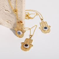 Devil Eye Palm Anhänger Kupfer Vergoldet Halskette Großhandel Nihaojewelry main image 5