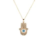 Devil Eye Palm Pendant Copper Gold Plated Necklace Wholesale Nihaojewelry main image 6