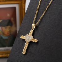Korean Copper Inlaid Zirconium Cross Necklace Wholesale Nihaojewelry sku image 1