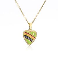 18k Fashion Rainbow Color Dripping Heart Inlaid Zircon Copper Necklace Wholesale Nihaojewelry sku image 2