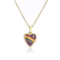 18k Moda Color Del Arco Iris Que Gotea Corazón Con Incrustaciones De Circón Collar De Cobre Al Por Mayor Nihaojewelry sku image 3