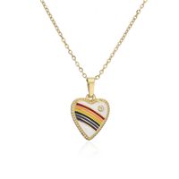 18k Fashion Rainbow Color Dripping Heart Inlaid Zircon Copper Necklace Wholesale Nihaojewelry sku image 4