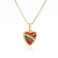 18k Fashion Rainbow Color Dripping Heart Inlaid Zircon Copper Necklace Wholesale Nihaojewelry sku image 5