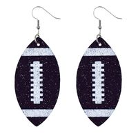 Creative Rugby Sequin Glitter Color Leather Earrings Wholesale Nihaojewelry sku image 5