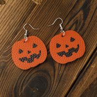 Cross-border Independent Station Halloween Earrings Personality Pumpkin Ghost Hat Leather Earrings Halloween Ornaments sku image 2