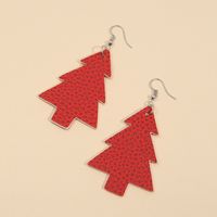 New Christmas Lychee Pattern Double-sided Printing Pu Earrings Wholesale Nihaojewelry sku image 1