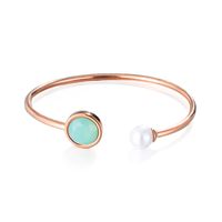 European And American New Foreign Trade Simple Green Glass Crystal Open Pearl Bracelet Women's Accessories Supply Wholesale sku image 3