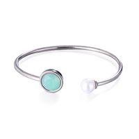 European And American New Foreign Trade Simple Green Glass Crystal Open Pearl Bracelet Women's Accessories Supply Wholesale sku image 1