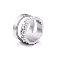 New Simple Hollow Double-layer Zircon-studded Stainless Steel Ring Wholesale Nihaojewelry sku image 2