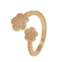 Bague En Cuivre D&#39;ouverture De Zircon Incrusté De Fleur Simple Vintage 18k En Gros Nihaojewelry sku image 1