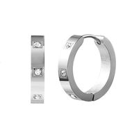 1 Pair Korean Style Solid Color Titanium Steel Inlay Artificial Gemstones Hoop Earrings main image 4