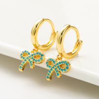 Korean Ins Simple And Fresh Lake Blue Bow Pendant Earrings Copper Zircon Temperament Earrings Small Jewelry Wholesale sku image 1