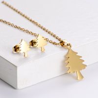 Fashion Titanium Steel Christmas Tree Necklace Earrings Set Wholesale Nihaojewelry sku image 1