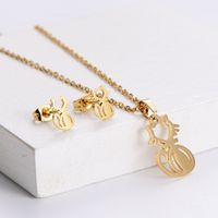 New Trend Cut And Polished Cat Pendant Necklace Earrings Set Wholesale Nihaojewelry sku image 1