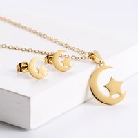 Simple Moon Star Clavicle Chain Earrings Set Wholesale Nihaojewelry sku image 1