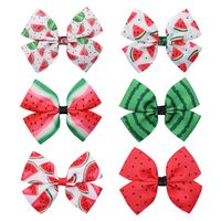 Retro Printing Bow Clashing Color Hairpin Set Wholesale Nihaojewelry sku image 1