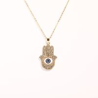 Devil Eye Palm Pendant Copper Gold Plated Necklace Wholesale Nihaojewelry sku image 4