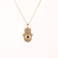 Devil Eye Palm Pendant Copper Gold Plated Necklace Wholesale Nihaojewelry sku image 1