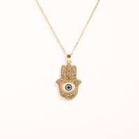 Devil Eye Palm Anhänger Kupfer Vergoldet Halskette Großhandel Nihaojewelry sku image 2