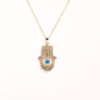 Devil Eye Palm Pendant Copper Gold Plated Necklace Wholesale Nihaojewelry sku image 5