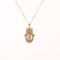 Devil Eye Palm Pendant Copper Gold Plated Necklace Wholesale Nihaojewelry sku image 3